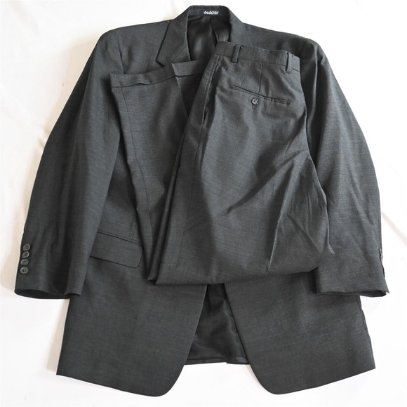 Austin Reed USA Made 42R 31x30 Slim‎ Gray Check 100% Wool Mens Jacket Pants Suit